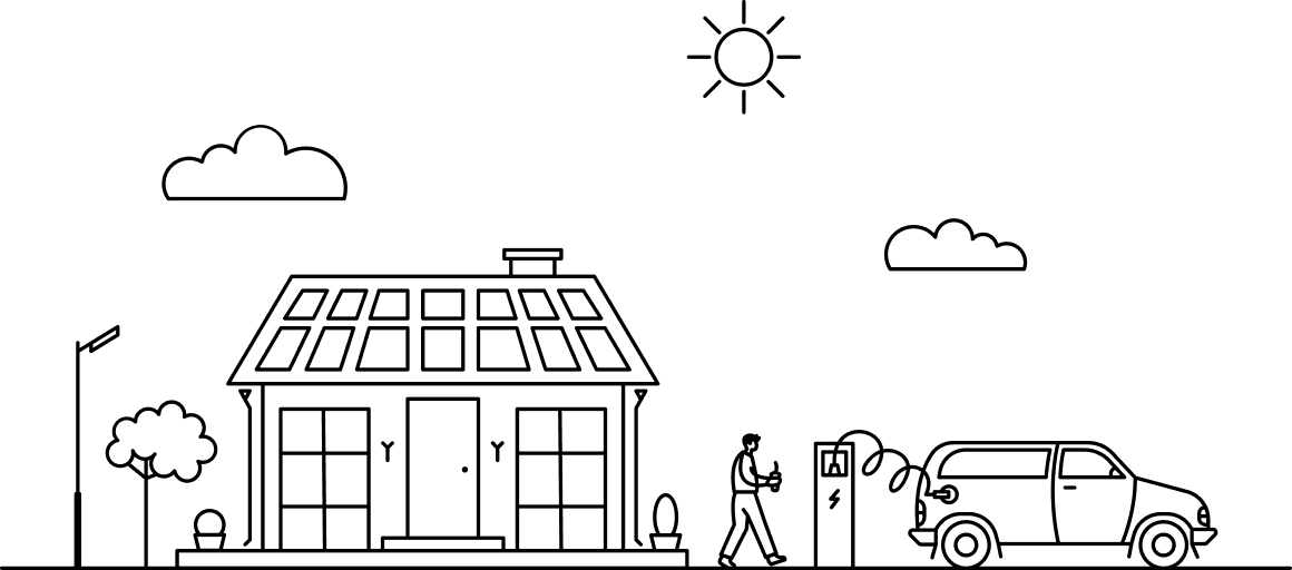 車を充電している絵